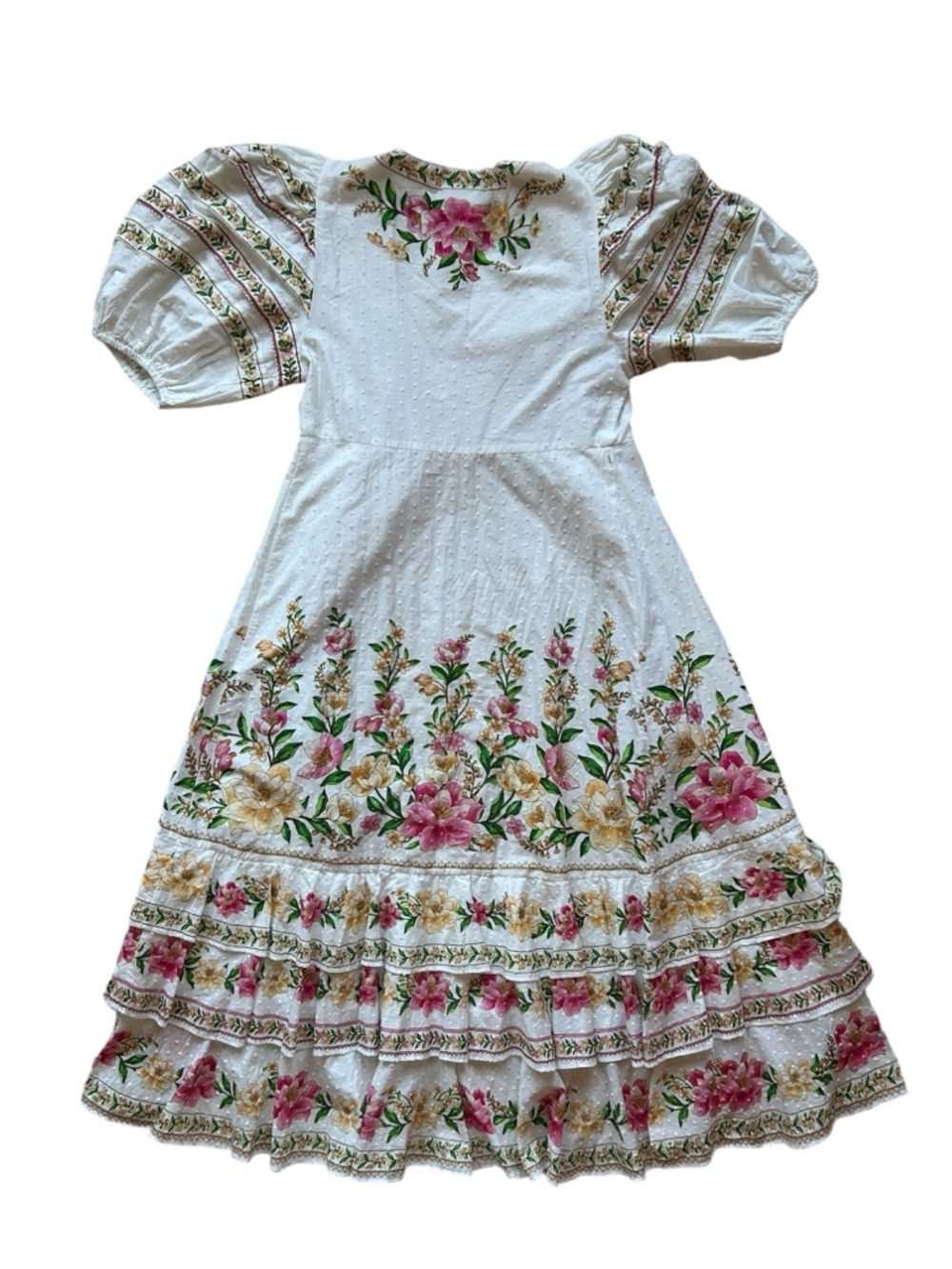 FARM Rio White Midi Wrap Dress with Pink & Yellow Floral Embroidery - Picture 6 of 9